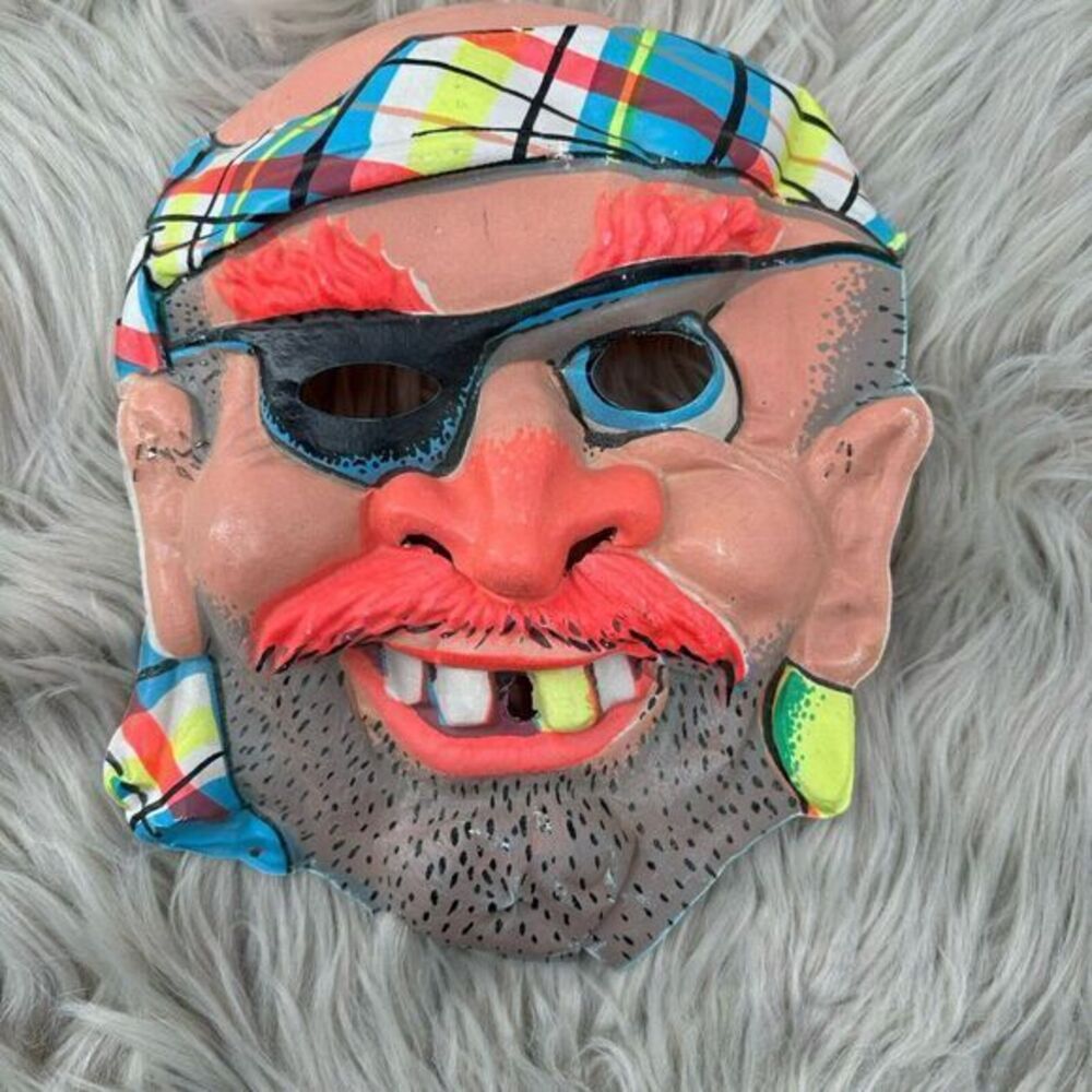 1970's VINTAGE BEN COOPER HALLOWEEN Plastic Mask‎ Ugly Pirate Bearded Man RARE